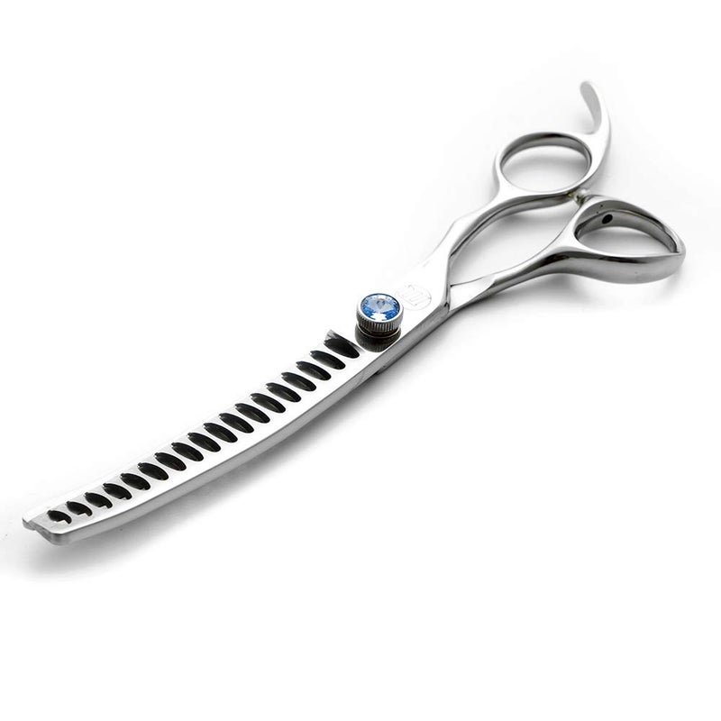 Moontay Professional 7.0" Dog Grooming Chunkers Scissors, Upward Curved Pets Grooming Thinning/Blending Shears - Japan 440C Stainless Steel for Pet Groomers or Family DIY Use 18 Teeth - Image 1